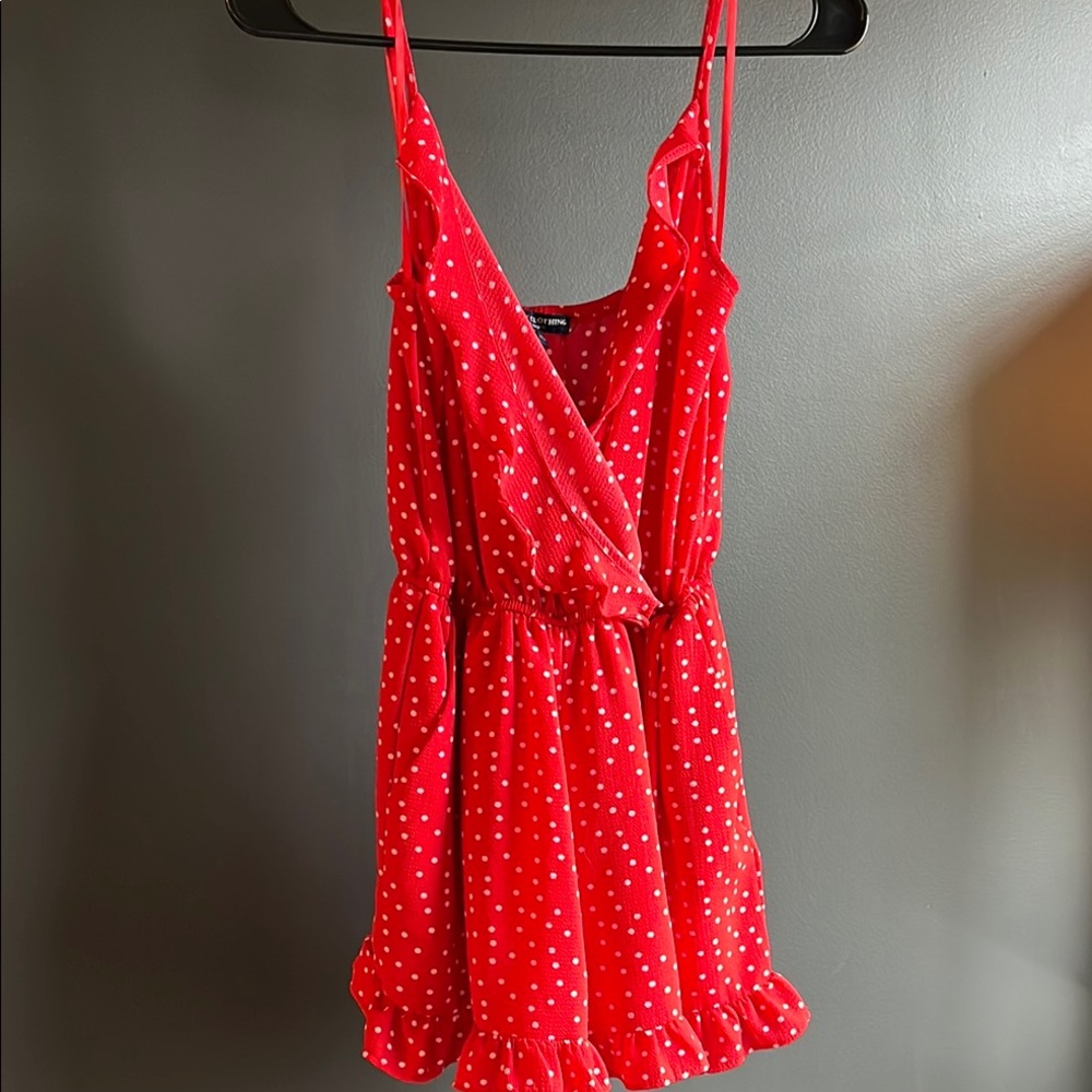 One Clothing Red Romper with White Dots